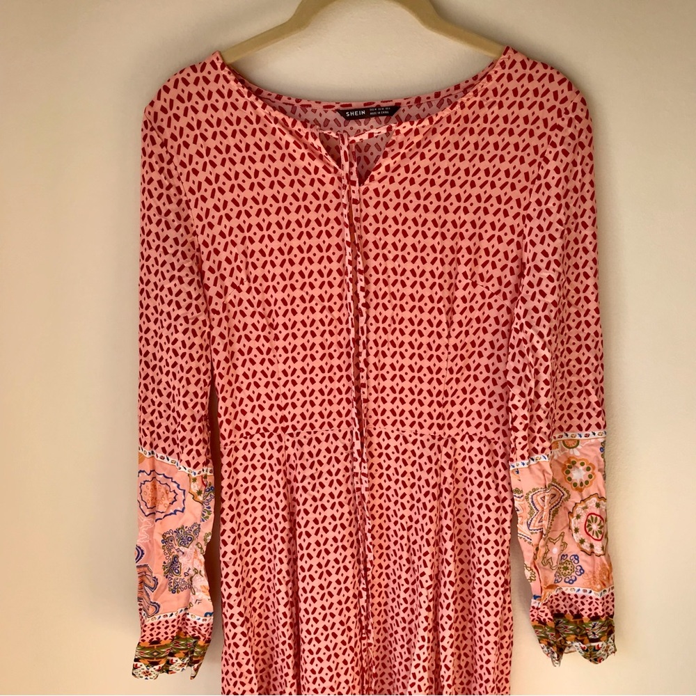 SHEIN Pink Patterned Maxi Dress